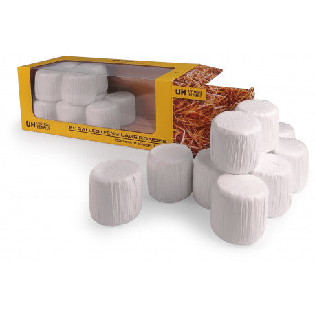 20 balles rondes d'ensilage enrubannées blanches - Universal Hobbies H7232 1/32