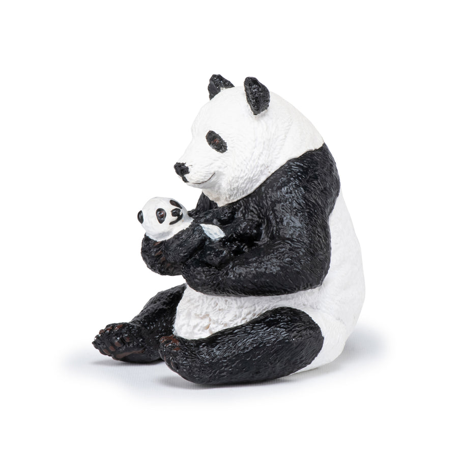 Figurine Panda Assis et son Bébé Papo 50196 – Duo câlin peint à la main