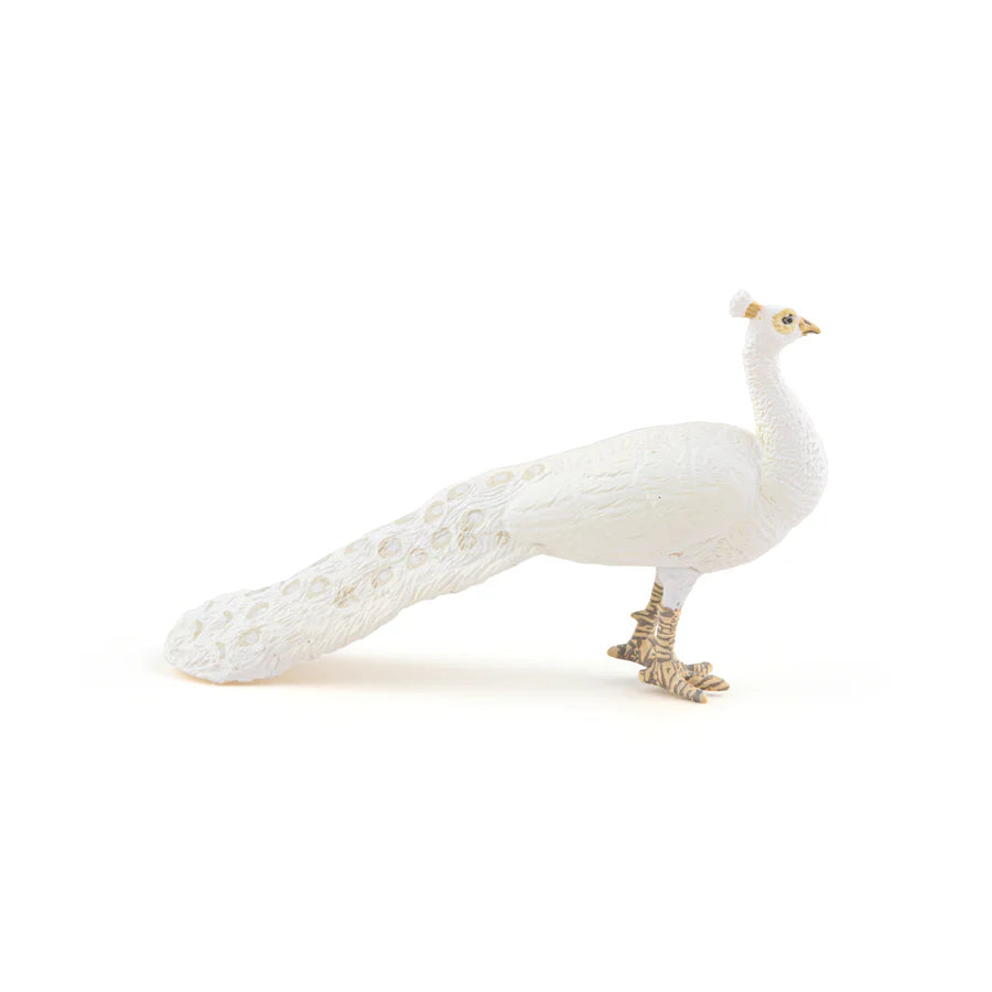 Figurine Paon Blanc Papo 51192 – Miniature oiseau peinte à la main