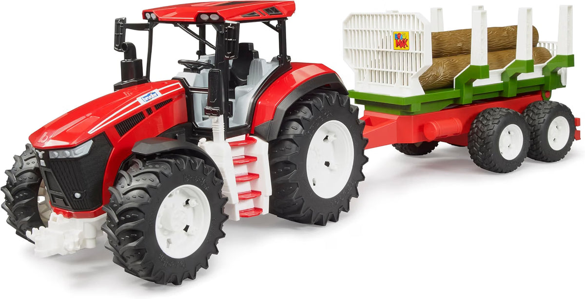 Bruder 03453 - ROADMAX Tracteur avec remorque forestière et 3 troncs