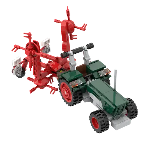 MunichBricks DEDTZ-NEU – Tracteur DTZ avec Retourneur de Foin – Set Briques Ferme