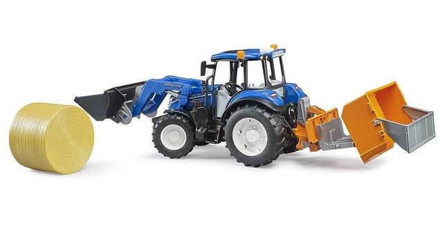 New Holland T5. 120 avec chargeur avant, coffre de chargement et fourches