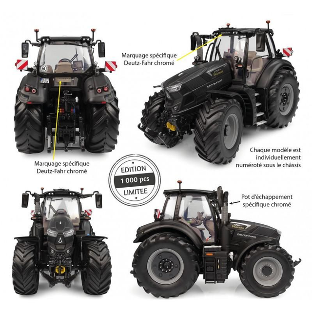 TRACTEUR DEUTZ-FAHR 7250 TTV WARRIOR Black Mat UH 6485 UNIVERSAL HOBBIES 1/32