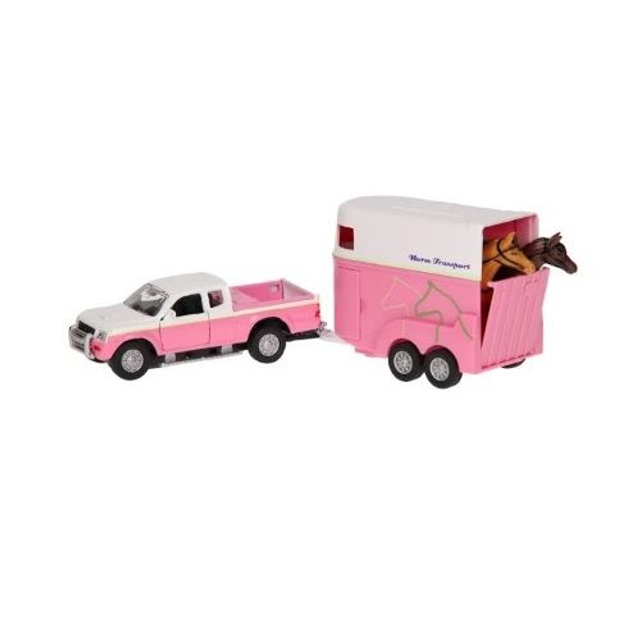 Kids Globe 520124 - Kids Globe 520124 Pick-up Mitsubishi avec remorque pour chevaux et deux chevaux