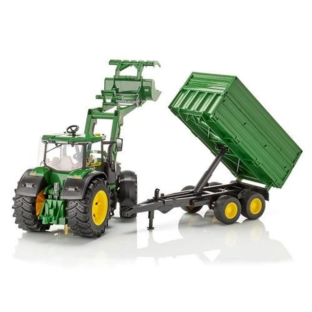 Bruder 03155 Tracteur John Deere 7R 350 avec chargeur frontal et remorque benne
