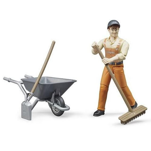 Figurine Bruder 62130 Bworld avec brouette et outils
