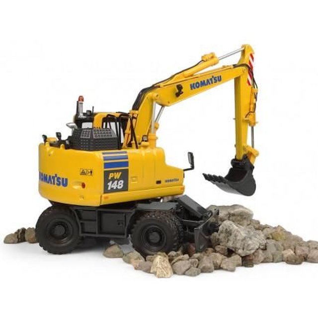 Pelle Komatsu PW148-11 sur pneus avec godet et benne preneuse - UH8162