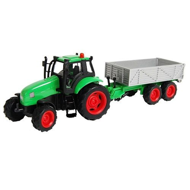 Kids Globe 510653A - Kids Globe 510653 Tracteur avec son et lumière, moteur à friction et remorque basculante