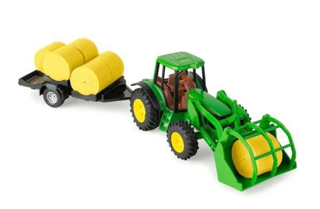 JOHN DEERE avec chargeur plateau et balle de foin