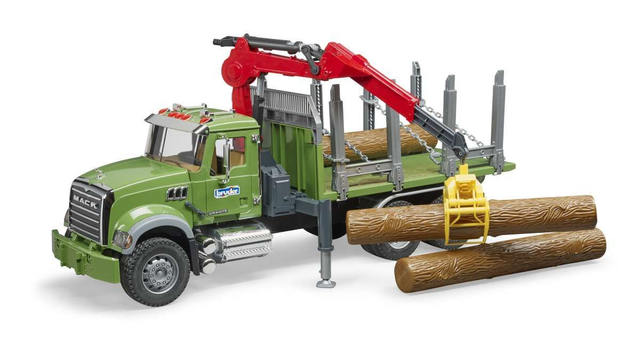 02824 camion Mack forestier vert avec bûches