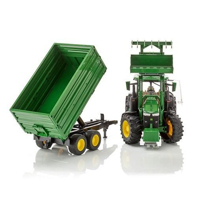 Bruder 03155 Tracteur John Deere 7R 350 avec chargeur frontal et remorque benne