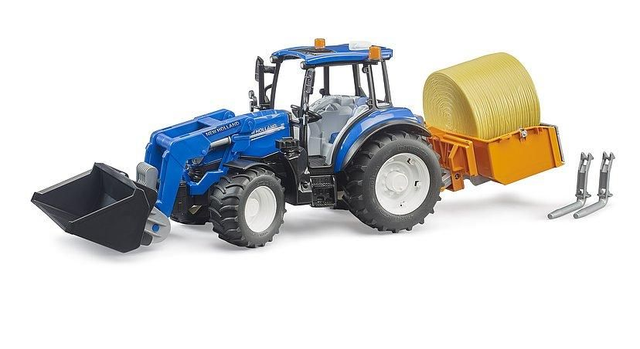 New Holland T5. 120 avec chargeur avant, coffre de chargement et fourches