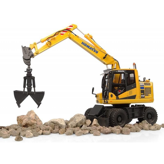 Pelle Komatsu PW148-11 sur pneus avec godet et benne preneuse - UH8162