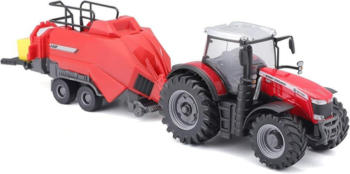 18-31667 Bburago - Tracteur Massey Ferguson 8740S avec lève-balles