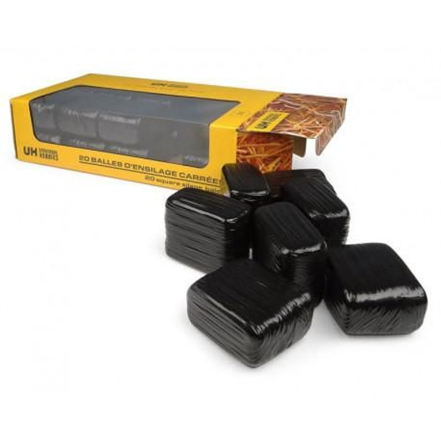 Boîte de 20 balles d'ensilage carrées noires - Universal Hobbies UH 6882