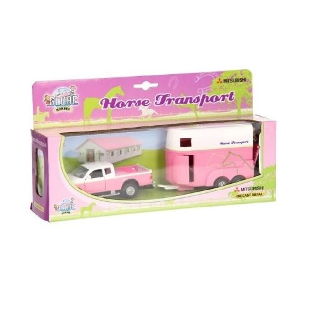 Kids Globe 520124 - Kids Globe 520124 Pick-up Mitsubishi avec remorque pour chevaux et deux chevaux