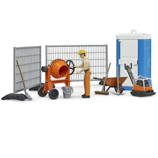 Bruder Wworld ensemble de chantier avec figurine et accessoires