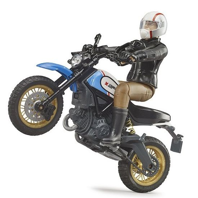 63051 Moto bleu et pilote