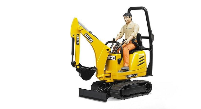 Micro-pelleteuse JCB 8010 CTS et ouvrier de chantier