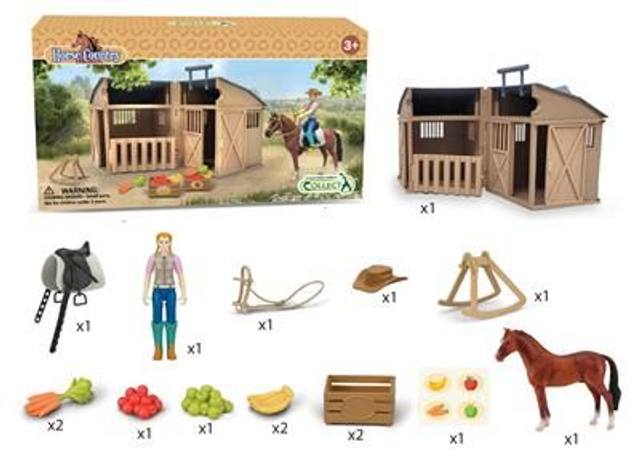 Collecta 84246 Coffret Lady Rider et accessoires avec cheval et écurie