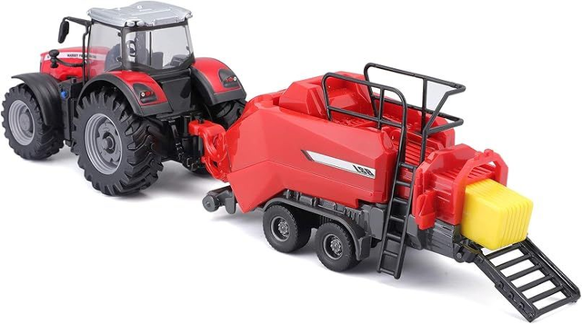 18-31667 Bburago - Tracteur Massey Ferguson 8740S avec lève-balles