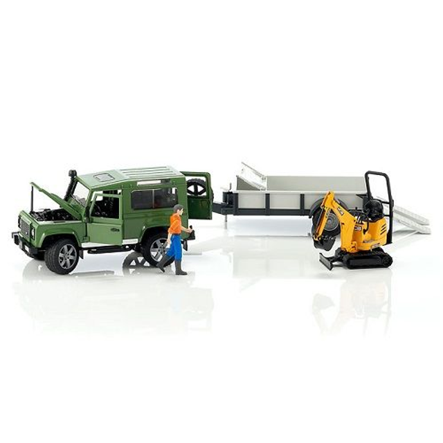 Bruder 02593 land rover avec remorque et pelle