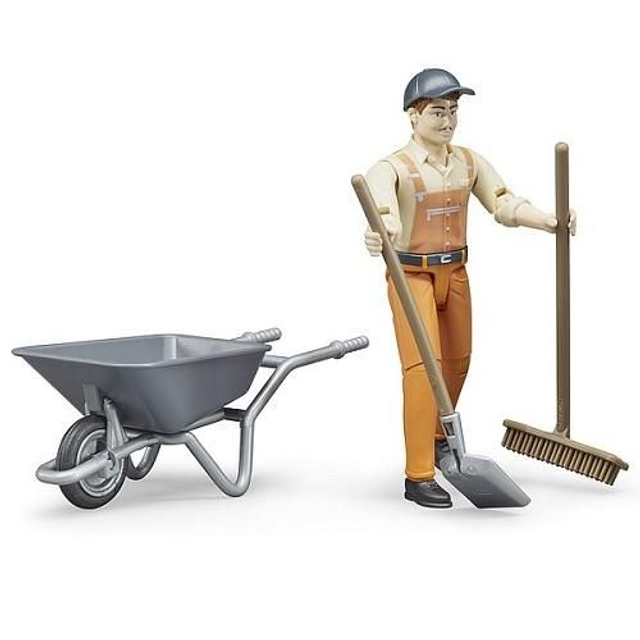 Figurine Bruder 62130 Bworld avec brouette et outils