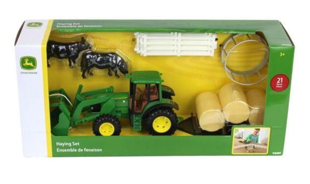 JOHN DEERE avec chargeur plateau et balle de foin